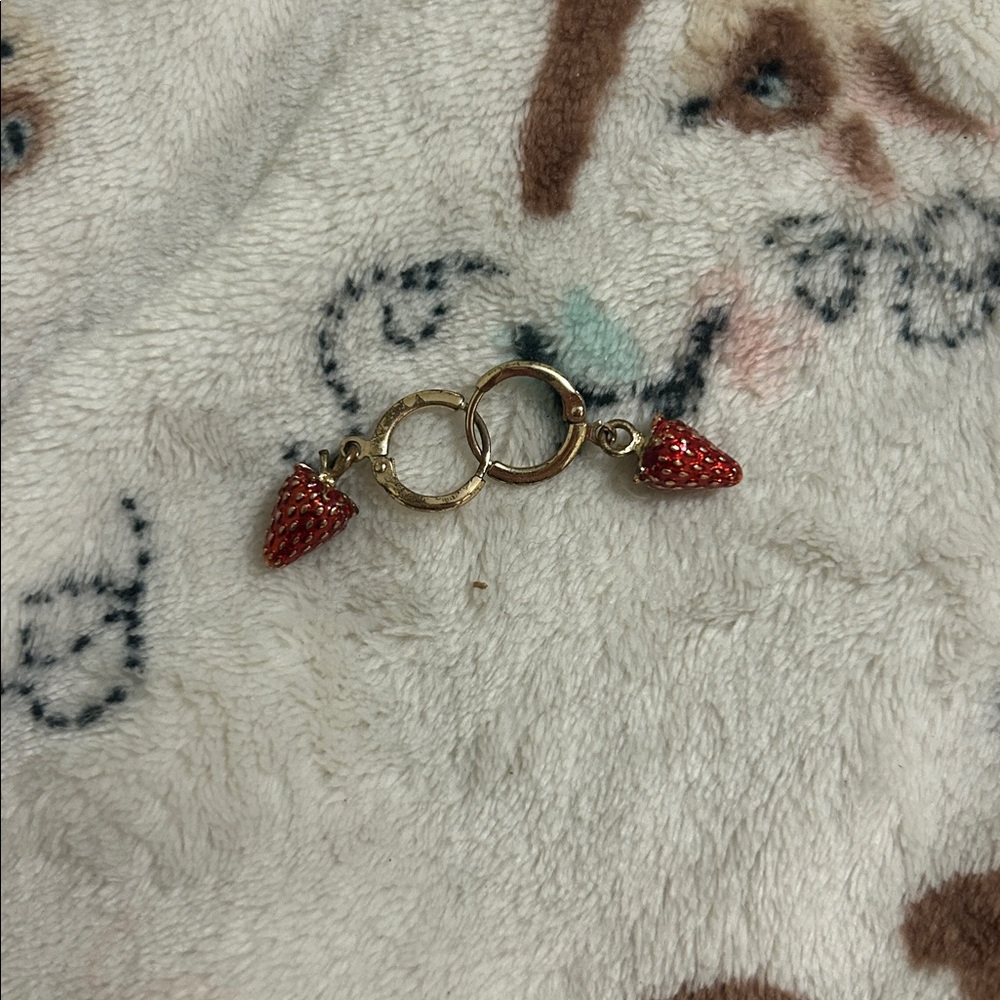 Strawberry Shortcake Dangle Mini Hoop Earrings From CLOAKED IN CONFIDENCE
